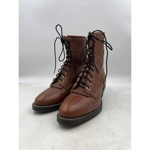 Double H Boots Mens Size 8D Brown Leather Lace-Up Packer Kiltie Sierra Sole